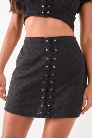 Minijupe en broderie anglaise taille haute - Noir