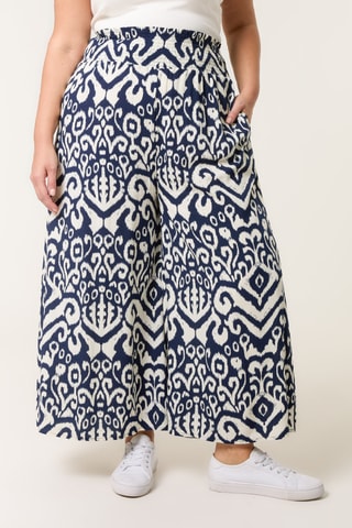Pantalon palazzo - Bleu marine et écru