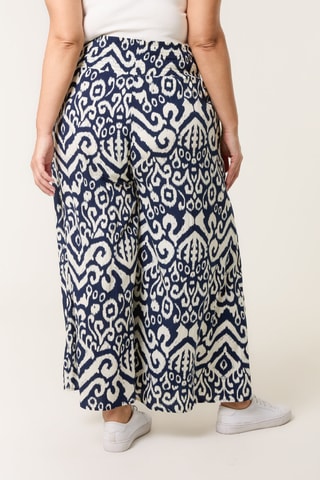 Pantalon palazzo - Bleu marine et écru