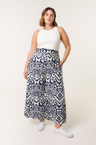 Pantalon palazzo - Bleu marine et écru