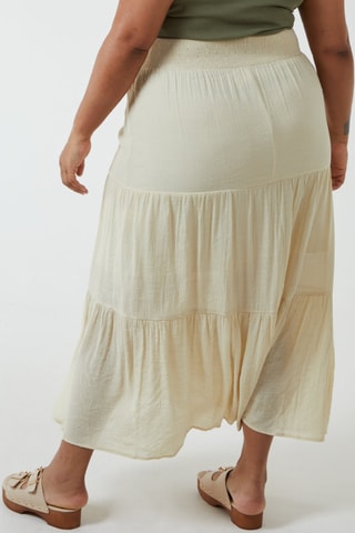 Jupe longue taille haute - Beige