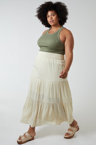 Jupe longue taille haute - Beige