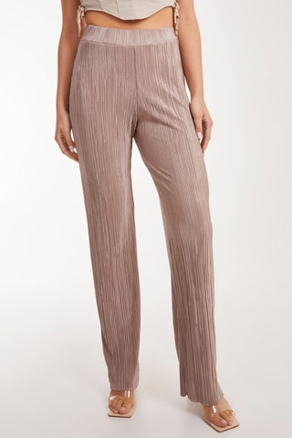 Pantalon plissé taille haute - Beige