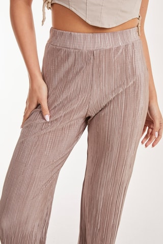 Pantalon plissé taille haute - Beige