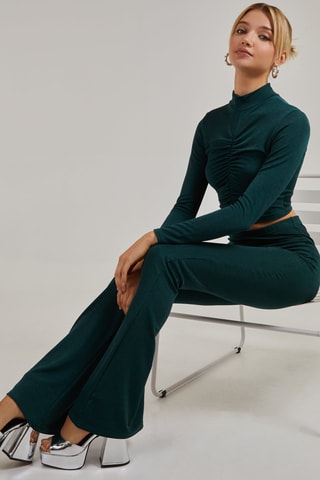 Pantalon taille haute - Vert foncé