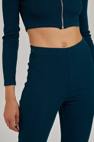 Pantalon taille haute - Bleu canard