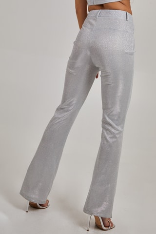 Pantalon taille haute - Argenté