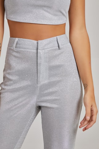 Pantalon taille haute - Argenté