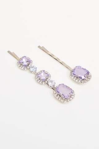 2 barrettes - Argenté et mauve