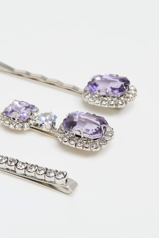 2 barrettes - Argenté et mauve