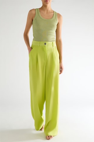 Pantalon wide legs - Vert citron
