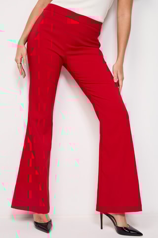 Pantalon flare taille haute - Rouge