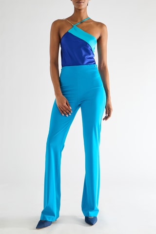 Pantalon taille haute - Bleu