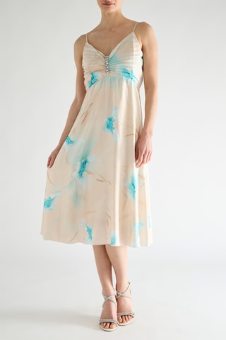 Robe patineuse - Beige et turquoise