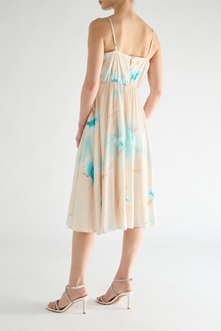 Robe patineuse - Beige et turquoise