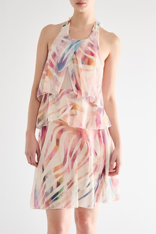 Robe volantée - Rose et beige