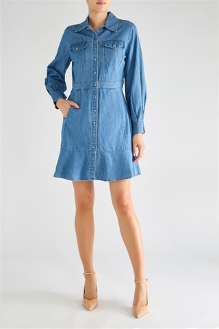 Robe chemise en jean - Bleu