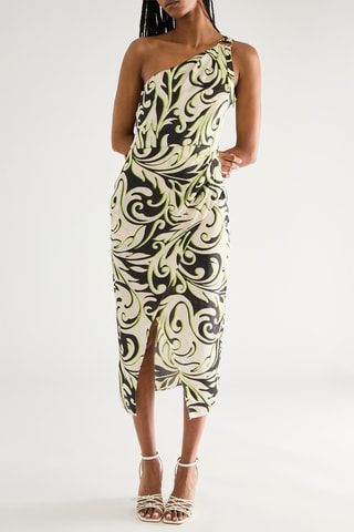 Robe asymétrique - Vert citron et noir