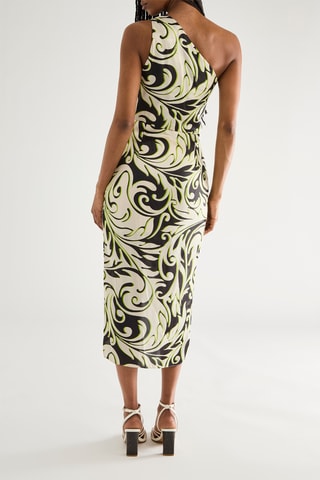 Robe asymétrique - Vert citron et noir