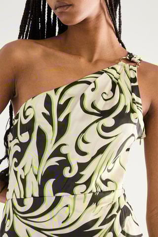 Robe asymétrique - Vert citron et noir