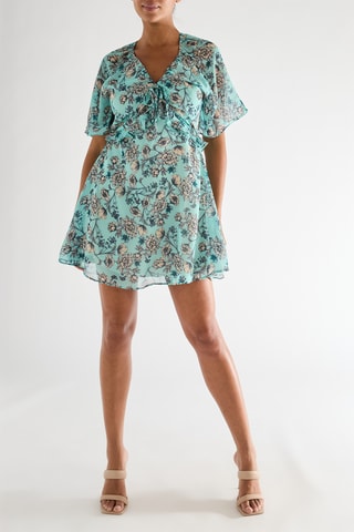 Robe patineuse - Bleu marine et vert