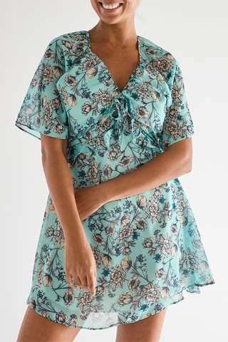 Robe patineuse - Bleu marine et vert
