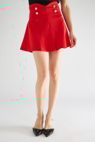 Jupe patineuse taille haute - Rouge