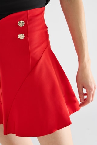 Jupe patineuse taille haute - Rouge