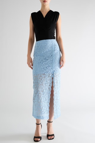Jupe longue en dentelle - Bleu