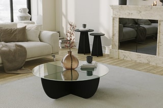 Table basse - Plateau en verre - 90 x 30 x 90 cm