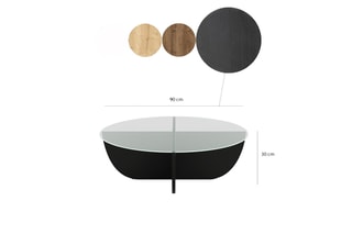 Table basse - Plateau en verre - 90 x 30 x 90 cm