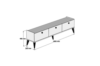 Meuble TV 3 abattants - 180 x 49 x 35 cm