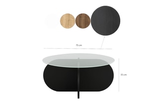 Table basse - Plateau en verre - 75 x 35 x 75 cm