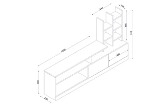 Meuble TV 2 abattants - 164,4 x 25 x 91,3 cm
