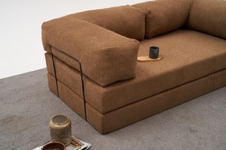 Canapé modulable convertible Comfort - Marron - 3 places - En tissu chenille