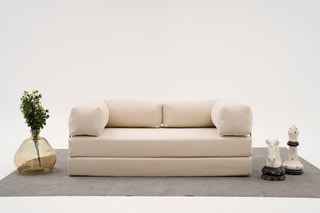 Canapé modulable convertible Comfort - Ecru - 3 places - En tissu chenille