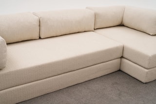 Canapé d’angle convertible Comfort - Ecru - En tissu chenille
