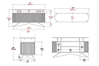Buffet 2 portes coulissantes  - 150 x 75 x 43 cm