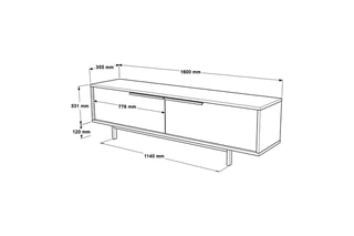 Meuble TV 2 abattants  - 160 x 45,1 x 35,5 cm
