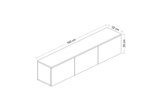 Meuble TV 3 abattants  - 160 x 32 x 35 cm