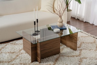 Table basse Vetrino  - Plateau en verre trempé - 105 x 40 x 65 cm