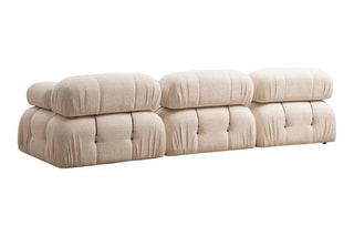 Canapé d’angle droit modulable Bubble - Crème - 4 places - Revêtement en tissu