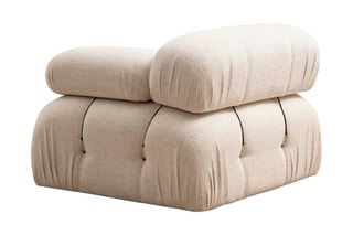 Canapé d’angle droit modulable Bubble - Crème - 4 places - Revêtement en tissu