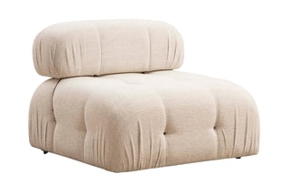 Canapé d’angle droit modulable Bubble - Crème - 4 places - Revêtement en tissu