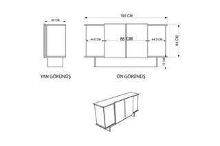 Buffet 4 portes Diana - 180 x 81 x 40 cm
