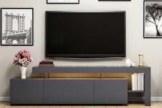 Meuble TV 2 portes et abattant - 192 x 53 x 37 cm