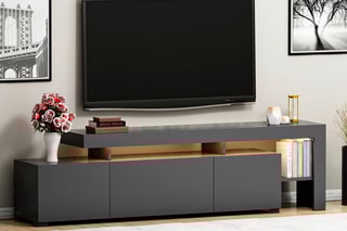 Meuble TV 2 portes et abattant - 192 x 53 x 37 cm