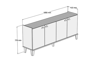 Bahut 4 portes - 180 x 41 x 77,8 cm