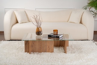 Table basse Flavio  - Plateau en verre trempé - 105 x 30 x 65 cm