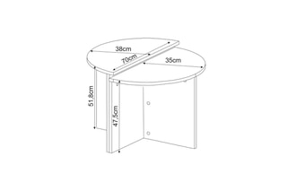 2 tables basses Dolunay - 70 x 51,8 x 38 / 70 x 47,5 x 35 cm
